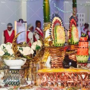 3 Tiers Nice Copper Rose Gold Glass Serving Platter Table Decorations Dessert Cake Elevation Display Stand Food Risers Catering Buffet Equipment - Guangzhou Ruitu Co., Ltd. - China