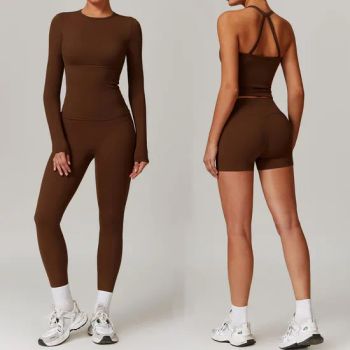4 Piece Workout Gym Sets for Women Sports Tank Top Booty Gym Shorts Yoga Fitness Leggings Matching Gym Outfits Tracksuit - Dongguan Ume Trade Co., Ltd. - China