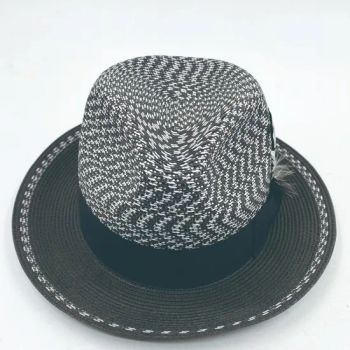 Recycled PP Braid Custom Men Fedora Hat Origin China Style Striped HS Code 6504000000 Pattern Plain Dyed Model NO. - Shingrand Hats Manufacturer Co., Ltd. - China