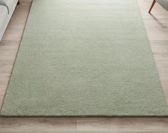 Sage Green Hand Tufted Rug, Modern Minimalist Area Rug, Soft Textured Carpet for Living Room Bedroom Home Decor - Fareharugcarpet - India