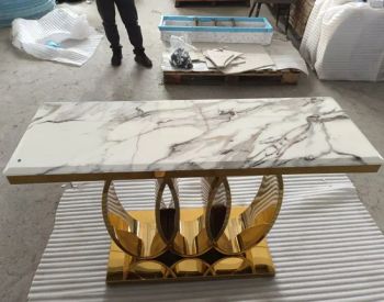 Home Furniture Italy Design Half Moon Console Tables Living Room Gold Hallway - Homeylife Furniture Co., Ltd. - China