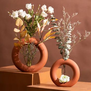 Modern Round Decor Ceramic Vase Red Clay Vase Home Counter Decorative Crafts - Xiamen Athome Household Products Co., Ltd. - China