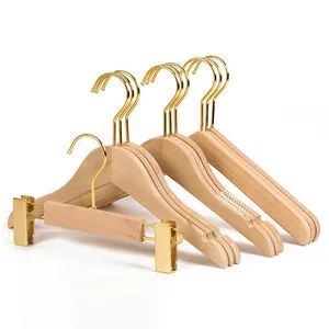 Natural Wood Kids Hangers Set with Gold Hooks - Non-Slip Clips for Baby Apparel Clothing Hanger - Guilin Sumanda Trading Co., Ltd. - China