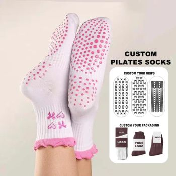 Cute Ruffle Design Logo Sports Women Anti Slip Yoga for Girl Athletic High Quality Womens Custom Colorful Pilates Socks - Zhuji New East Import and Export Co., Ltd. - China