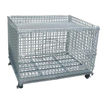 Foldable Zinc Plated Metal Wire Mesh Container Storage Cages Origin China Packing Bulk Color Silver Folded Folded Material Steel - Suzhou Malltek Supply China Co., Ltd. - China