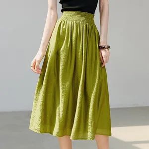 Summer Casual Ladies Fashion High Waisted Smocking Cotton Women Long Skirts - Dodoria Garments Limited - China