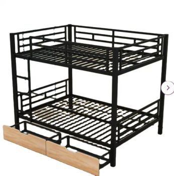 Full Over Full Metal Bunk Bed with Storage Drawers Color Black Style Modern Origin China Trademark YJX Kind Bunk Bed Condition - Zhangzhou Yijiaxing Furniture Co., Ltd. - China