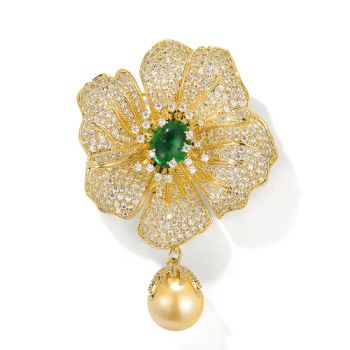 Ailonmei Elegant Leaf Corsage Jewelry for Women Fashion Pearl Costume Broaches and Pins - Skylark Network Co., Ltd - China