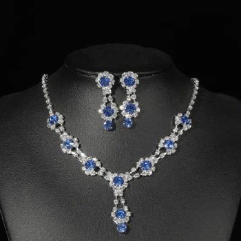 Wholesale Indian Bridal Crystal Necklace Earrings Set Exquisite Premium Knot Wedding Dress - Kozen International Ltd - China