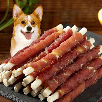 Rawhide Rolls Dog Chews Wrapped in Premium Meat Core Material Rawhide Packaging As per request Flavor Real Chicken Or Duck - pre.pet - China