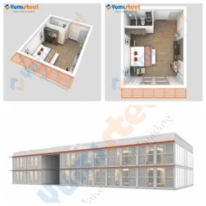 Japanese Style Prefabricated Modular Steel Structure Building Hotel Apartment Camp Prefab Capsule House Container House - XIAMEN YUMI NEW MATERIAL TECHNOLOGY CO., LTD. - China