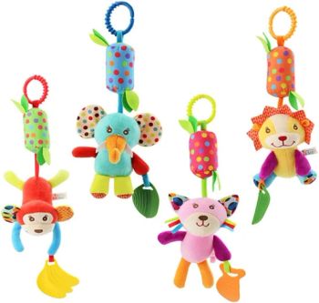 Baby Hanging Rattles Toys Colorful Animal Bell Soft Baby Sensory Rattles Toys with Teether for Babies Boys and Girls - Dongguan Dingman Toy And Gift Co., Ltd. - China