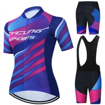 Custom Printed Upf 50+ Sun Protection Cycling Sportswear Set Team Cycling Uniform Jersey Women Bike Wear Sets with 19d Sponge Padded - Xiamen Richtex Garments Co., Ltd - China