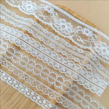 6 Popular Eco-Friendly White Non-Elastic Mesh Lace Ribbons for Clothing - Yiwu B&D Textile Co., Ltd. - China