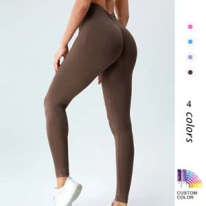 Wholesale Factory New Outdoor Scrunch Butt Running Fitness Pants Women's V Back Peach Hip Lift Knitted Seamless High Waist Quick-Dry Sports Yoga Pants Leggings - Hangzhou Toptop Clothing Co., Ltd. - China