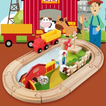 Wooden DIY Educational Farm Railway Tracks Slot Toys MOQ 10 Scale Small Shape Train Logo Accept Origin China ODM&OEM - Ningbo General Union Co., Ltd. - China