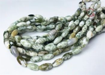 Semi Precious Gemstone Moss Agate 6X12mm Rice Bead for Jewelry Making - Furun Gems Co., Limited - China