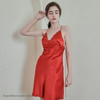 Mladies Silk Nightgowns Wear Sleepwear Silk Satin Sexy Backless Pajama - Suzhou Kingsma Import and Export Co., Ltd. - China