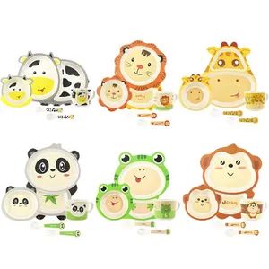 Aohea Non-Broken Kids Tableware Set Bamboo Fiber Dinner Set for Children Stainless Steel Lunch Box Wooden Lid Bento Box Camping Kitchen Picnic Tableware Contain - Dongguan Oumeng Houseware Products Co., Ltd. - China