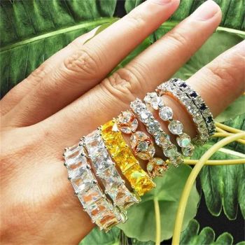 Peishang Fine Jewelry Tennis Rings Wedding Band Sterling Silver 925 Rings Men Women Gold Plated Cubic Zircon CZ Diamond Ring - Guangzhou Peishang Jewelry Co., Ltd. - China