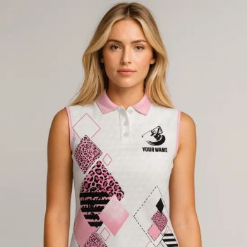 Custom Name Leopard Print Womens Sleeveless Golf Polo Shirt MOQ 1 Pieces Origin China Season Summer Pattern Printed Trademark - Dongguan Qiandao Industrial Co., Ltd. - China