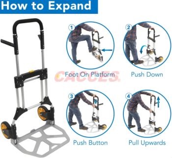 265lbs Portable Heavy Duty Aluminum Folding Hand Truck and Dolly Two-Wheel Luggage Cart Transport Carts,Shopping Trolley Dolly Cart 120kg Capacity Super Quality - NINGBO CONFIDENCE CAR ACCESSORY LTD. - China