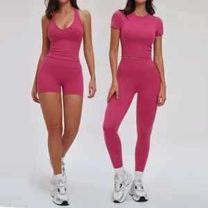 Women's Gym Fitness Sets Workout Yoga Sports Wear Activewear Manufacturers Outfit Breathable Gym Set - Shenzhen Anji Electronic Technology Co., Ltd. - China