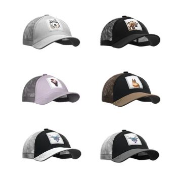 OEM Trucker Hats Custom Embroidery Animal Sports Mesh 5 Panel Trucker Cap - Guangzhou Healong Sportswear Co., Ltd. - China