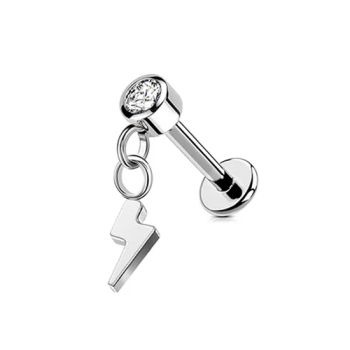 Fashion ASTM F136 Titanium Lightning Pendant Dangle Lip Stud Body Piercing Jewelry Earrings - Dongguan Jiang Titanium Jewelry Co., LTD - China