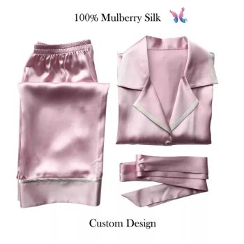 Manufacturer Non-Toxic 100% Silk Fashion Long Silk Nightwear Set Silk Pajama Set - Hangzhou Diecai Silk Co. Ltd - China