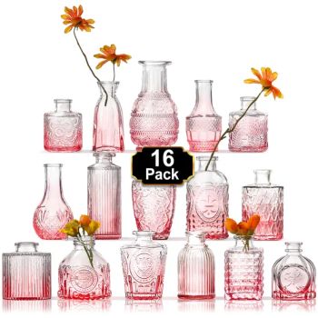 16PCS Luxury Glass Table Vases Decoration Flower Bottle Vases Transparent Bud Set Wedding Art Deco Glass Crystal Vases - Ningbo Yuheng Medical Equipment Company Ltd - China