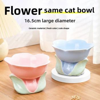 Factory Direct Flower Ceramic Cat Bowl Cat Food Bowl Pet Bowl Cat Bowl Dog Bowl Slant Neck Care Cat Food Bowl - Haisen Huachong (Shandong) Pet Products Co., Ltd. - China