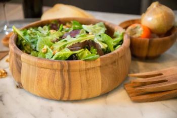 12'' Large Round Shape Wood Salad Serving Bowls HS Code 4419909090 Model NO. NF-NB-503 Feature Eco-Friendly Customized Customized - Shaowu City Nafu Bamboo and Wood Industry Co., Ltd. - China
