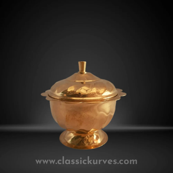 Golden Brass Roli Chawal brass container, For Home Color Golden Material Brass Weight 30 g, 30g Brand Classickurves Usage/Application - Classickurves - India