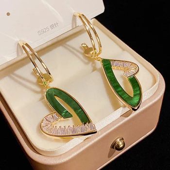 Luxury Gorgeous Gemstone Earring Heart Shaped Earrings Fashion Jewelry Women Charm Dangle Earring - Putian Chengqiu Hui Trading Co., Ltd. - China