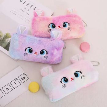 Kawaii Cartoon Cute Cat Plush Pouch Pencil Case Zipper Fluffy Large Capacity Pen Bag School Stationery Cosmetics Storage Bag - Guangzhou Zimore Gift Co., Ltd. - China