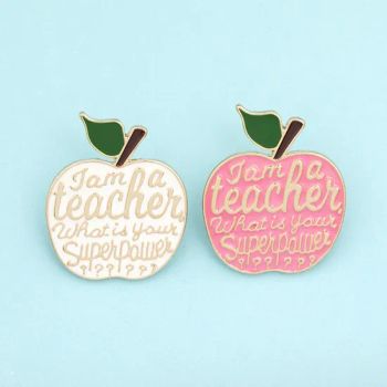 Custom Lapel Pins China Factory Wholesale Enamel Teacher Day Lapel Pin Badge Apple - Pinstar Gifts Co., Ltd. - China
