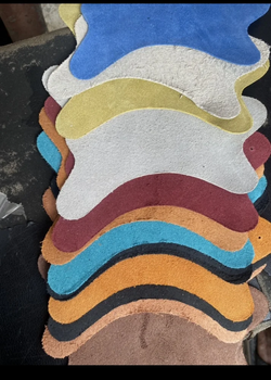 Suede Leather Color in all colours Material suede leathers Usage shoes , jackets etc.. Country of Origin Made in - z. M leathers - India