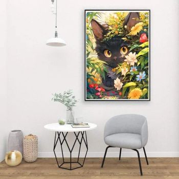 Animal Series Flowering Black Cat Frameless Hand-Painted DIY Drawing Toys Set Paper Unisex Home Art Decor - Ningbo Hardwork Art & Craft Co., Ltd. - China