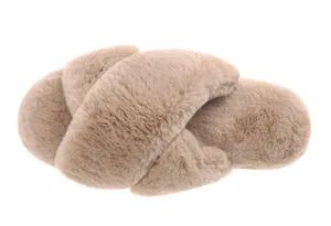 Wholesale Comfortable Plush Cross Strap Slippers Open Toe Slippers Bedroom House Shoes - Nanjing New Climate Sport Ware Co., Ltd. - China