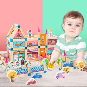 Kids wooden multi functional building block 3D model castle toy - Ningbo General Union Co., Ltd. - China