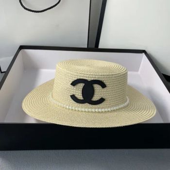 Wholesale Customization Fashion Straw Hat Pearl-Decorated Hat Dome Wide Formal Hats Flat-Top Cap - Chengdu Pandaer International Trade Co., Ltd. - China