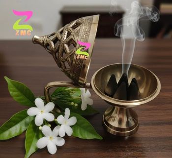 Gold Brass Lobandan Incense Burner Color Gold Material Brass Power Source Dhoop Heat Resistance High Patina Development - Zee Metal Collection - India