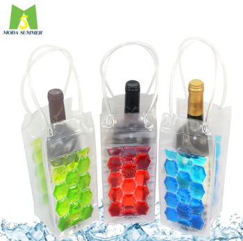 China Factory Promotional Items Custom Gel Ice Pack Bottle PVC Cooler Bag Wine with Plastic Handle Chill Bags Customized Color - Dongguan Moda Summer Gifts Co., Ltd - China