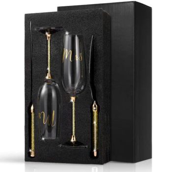 4 Piece Wedding Cake Knife and Crystal Toasting Champagne Flutes Server Set for Bride and Groom Engagement - Wuhan Xinhuahang Household Goods Co., Ltd. - China