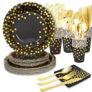 Black Plates Restaurant Paper Plates Disposable Party Wedding Dinnerware Sets Party Supplies - Nanan Unicome Gift Co., Ltd - China