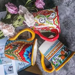 Hot Sale Hand-Painted Large Ceramic Mug, Bohemian Style with Tea Spoon - Changzhou Sitan Imp. and Exp. Co., Ltd. - China