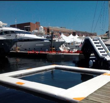 Floating Swimming Pool with Inflatable Deck at The Dock Shape Square Origin China Model NO. WG-69 HS Code 95069900 Trademark - GUANGZHOU YOLLOY OUTDOOR PRODUCT CO.,LIMITED - China