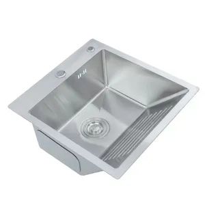 Modern Design Bathroom Wash Basin Stainless Steel Wash Basin Sink Laundry Room Single Sink with Washboard Smart Kitchen Sink - Dingyi Shichuang Co.,Ltd. - China