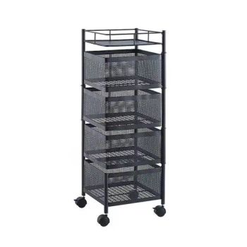 Home Kitchen Storage Holders & Racks Flexible Moving Square Vegetable Storage Rack Floor-Standing Casters Rotating Movable Cage - Ningbo General Union Co., Ltd. - China
